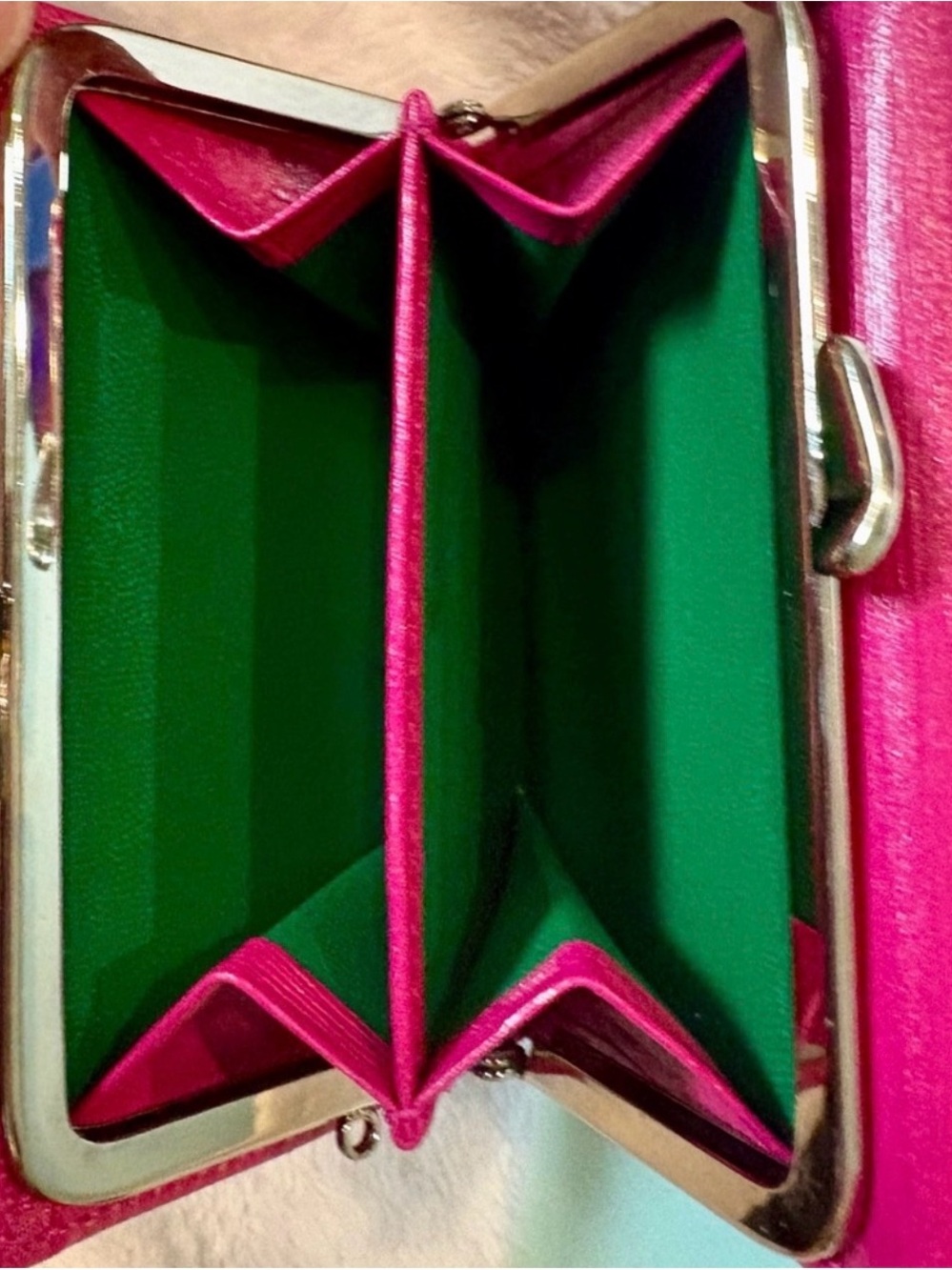 Balenciaga Hot Pink Leather Envelope Clutch with Gold Triangle Logo - Picture 2 of 10